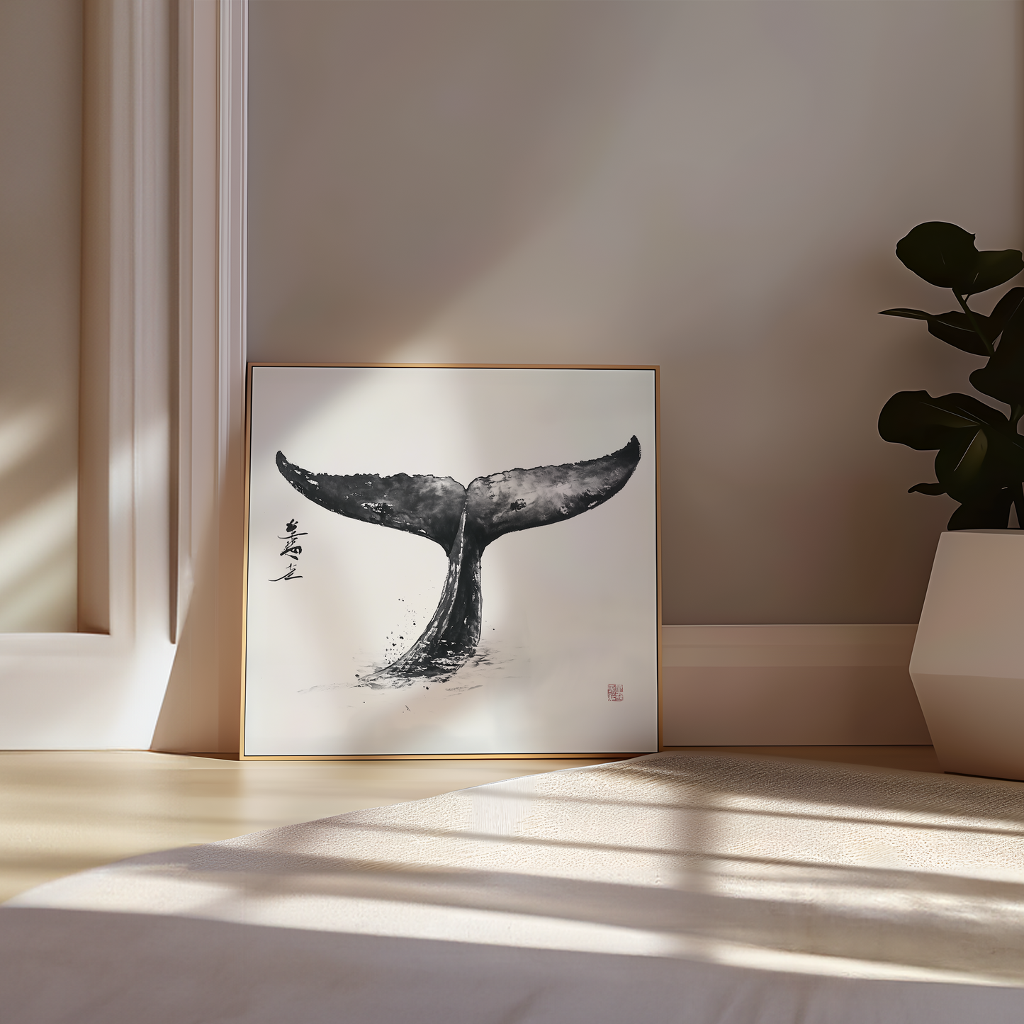 Elegant Minimalist Whale Tail Art Print