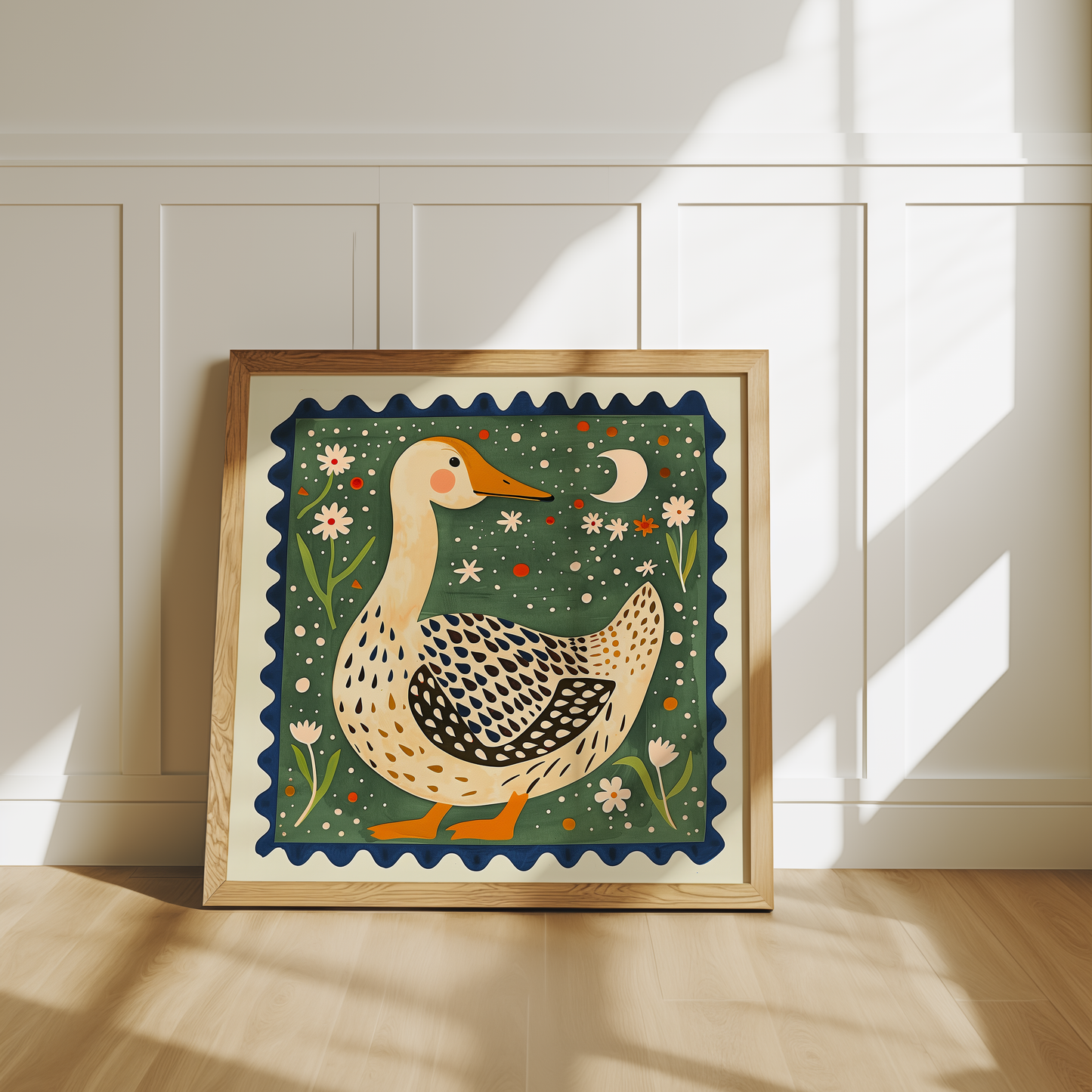 Charming Folk Art Duck Print - Grandmillennial Art