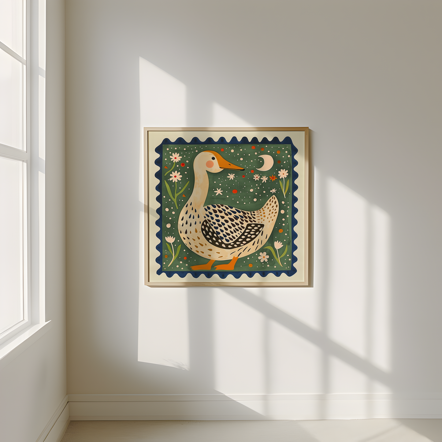Charming Folk Art Duck Print - Grandmillennial Art