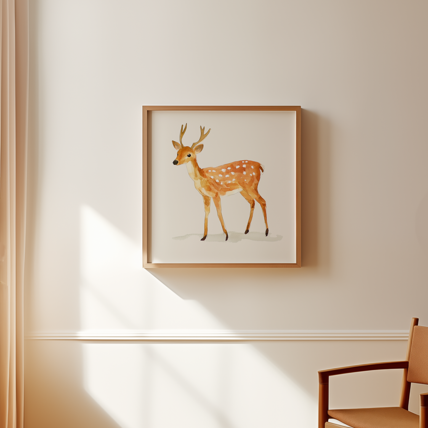 Adorable Watercolor Deer Print - Woodland Nursery