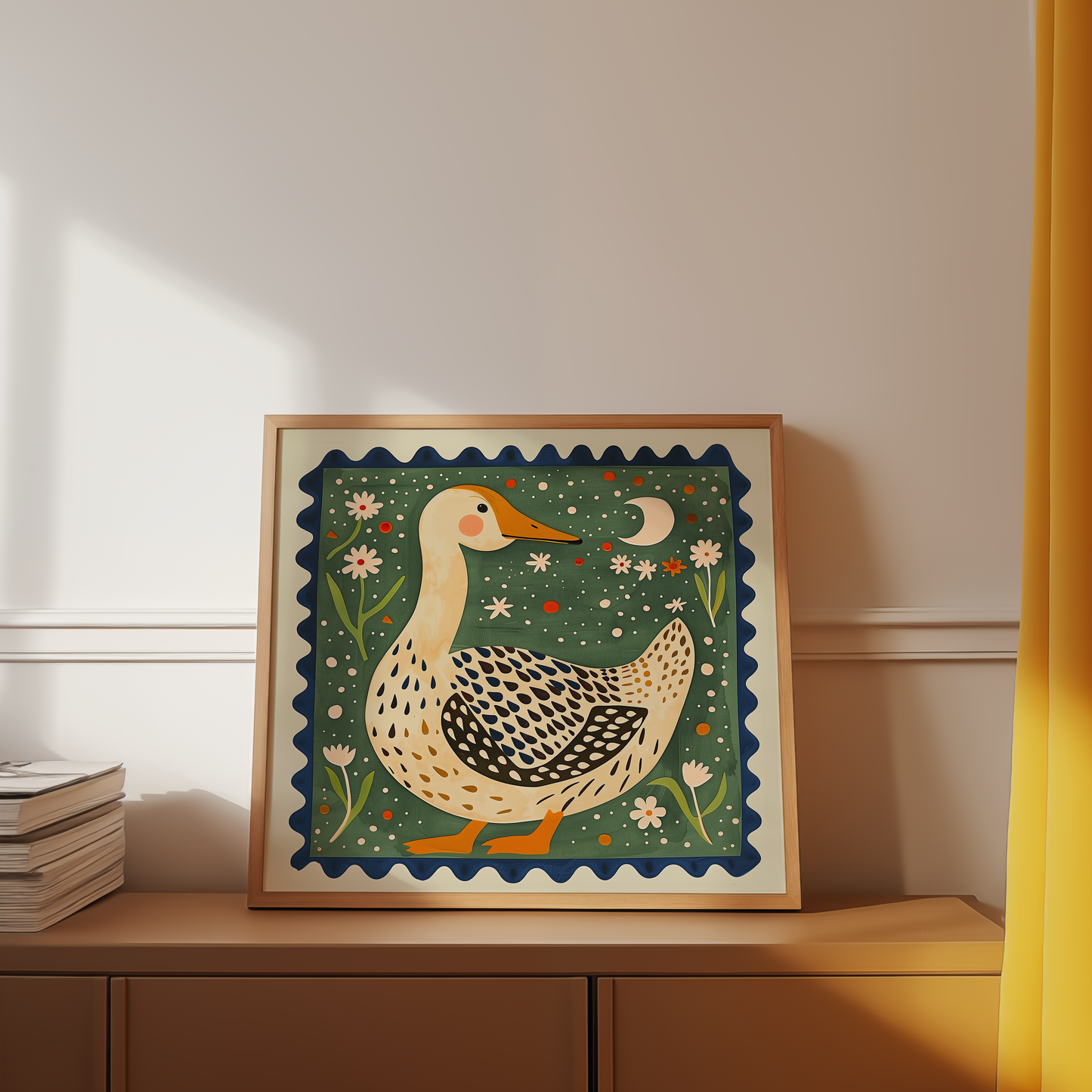 Charming Folk Art Duck Print - Grandmillennial Art