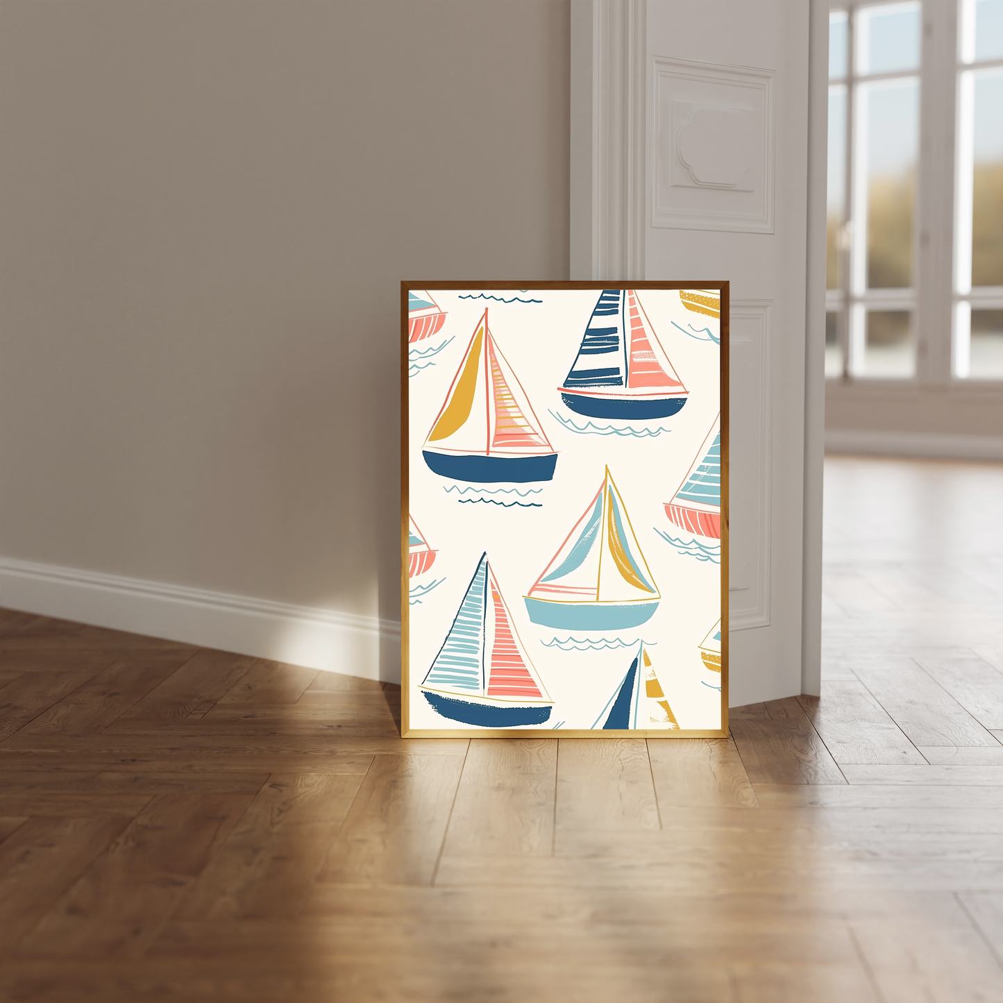 Sailboat Nursery Art Print - Nautical Kids Room Decor