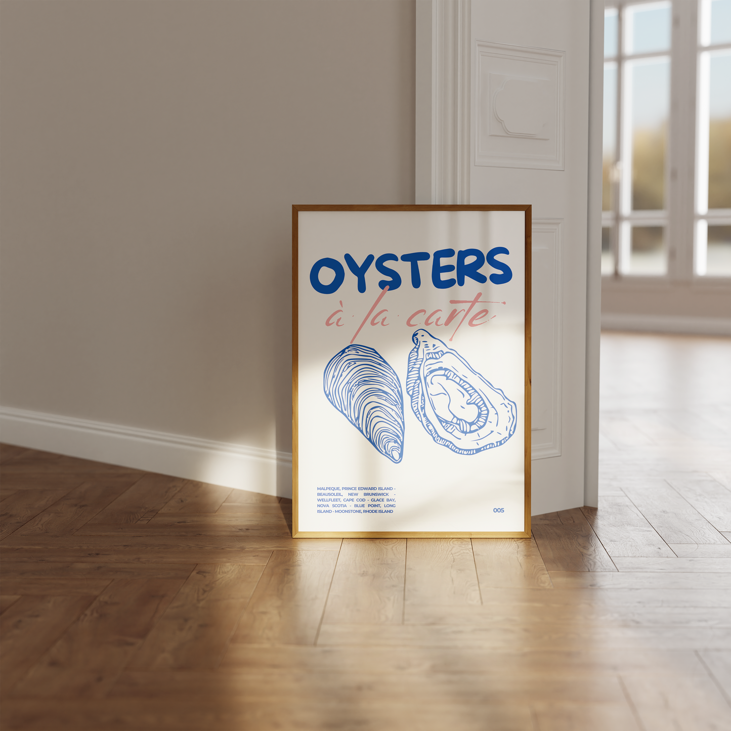 Chic Oyster Illustration Print - Coastal Kitchen Art