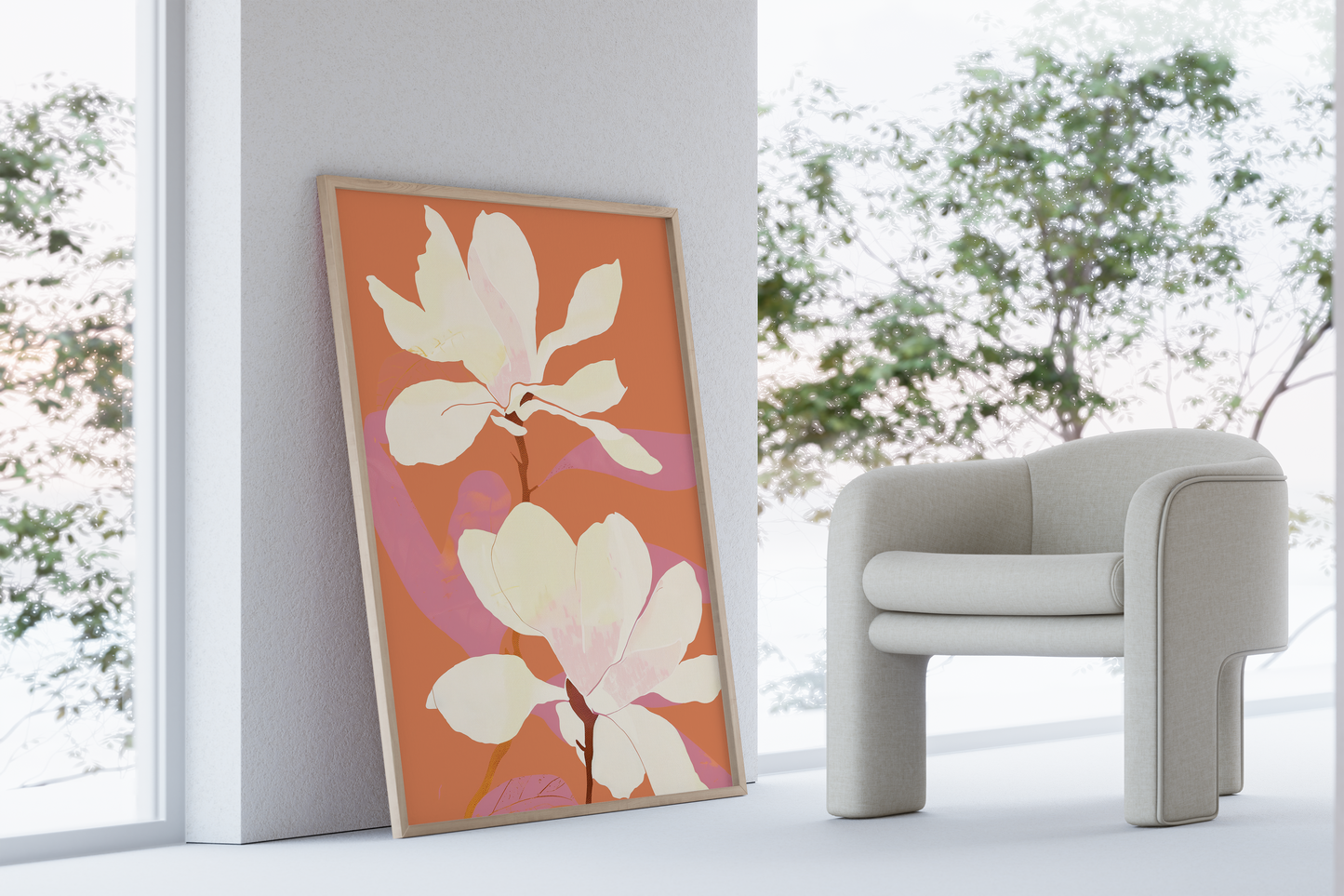 Magnolia Bloom Art Print - Contemporary Floral Wall Decor