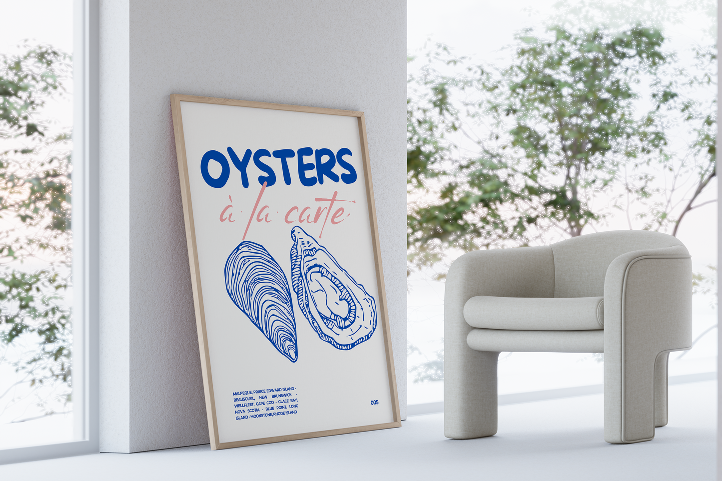 Chic Oyster Illustration Print - Coastal Kitchen Art