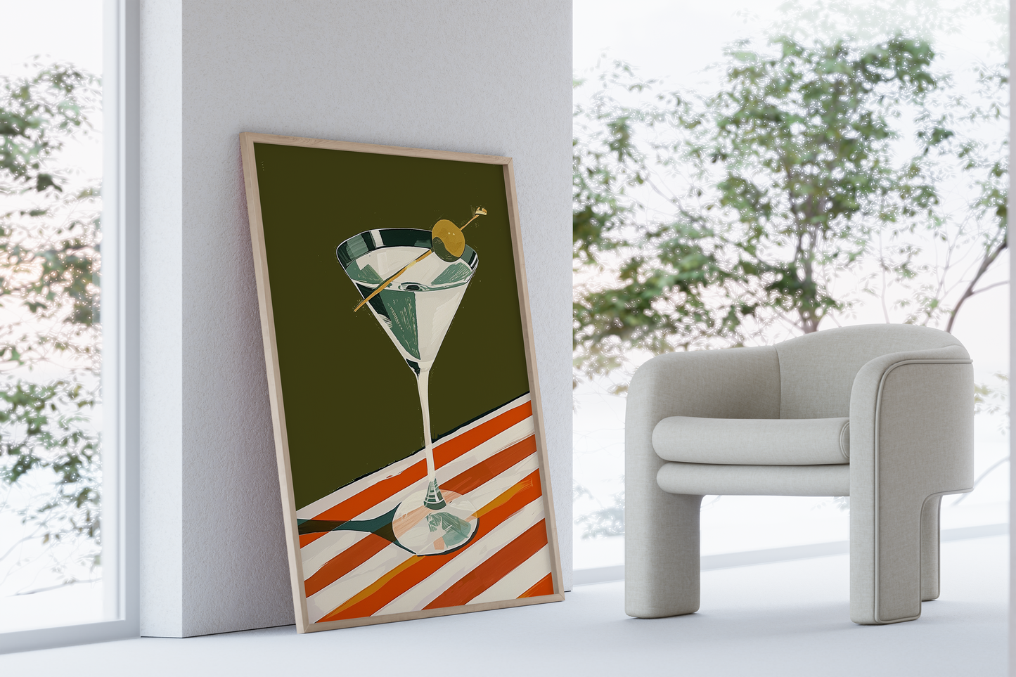 Retro Martini Glass Art Print - Vintage-Inspired Bar Wall Art