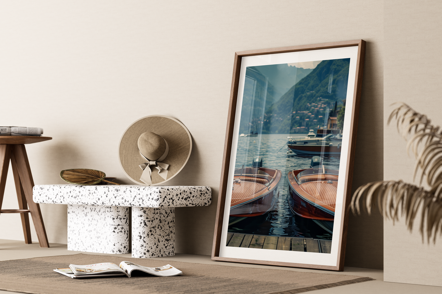 Classic Wooden Speedboats Print - Lakehouse Decor