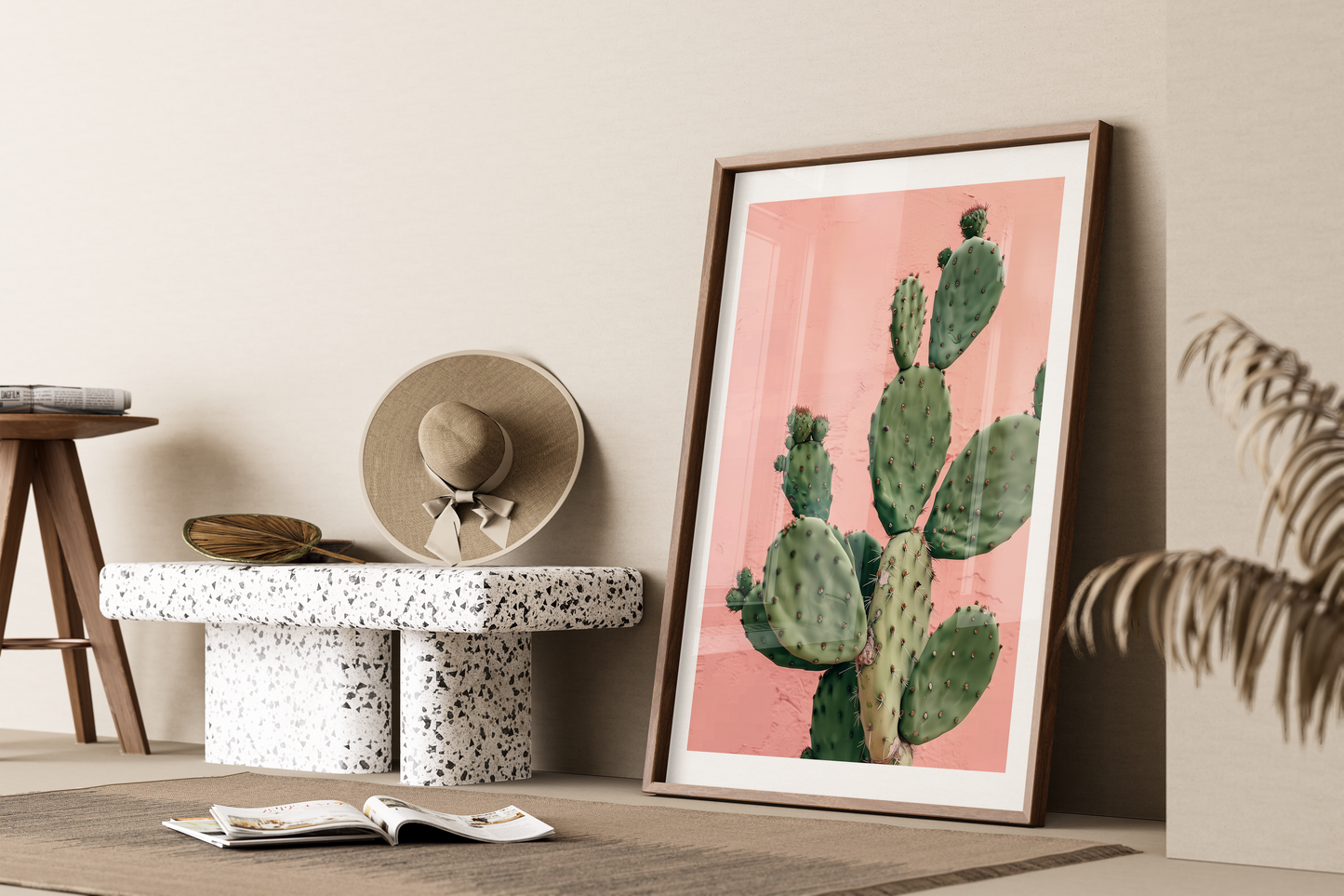 Prickly Pear Cactus Print - Chic Pink Desert Botanical Wall Art