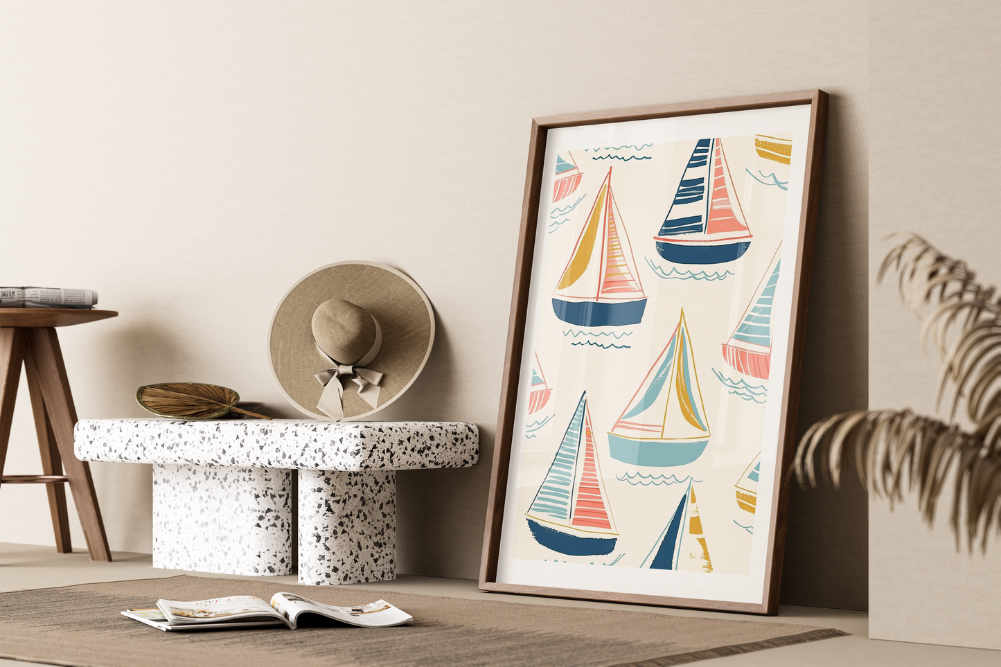 Sailboat Nursery Art Print - Nautical Kids Room Decor