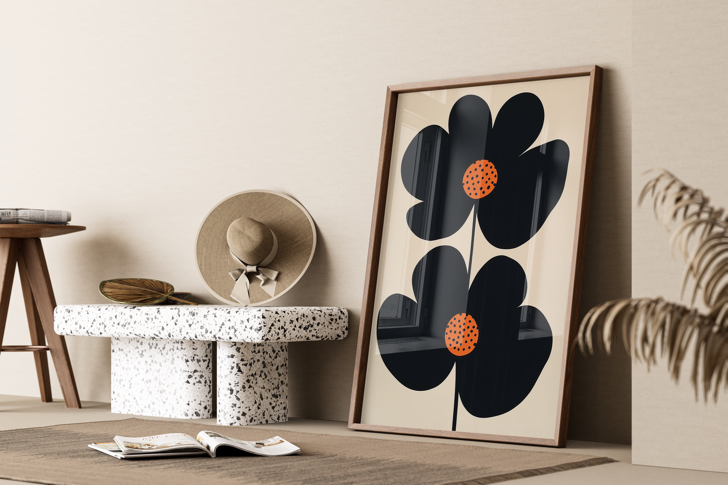 Bold Minimalist Poppy Art Print - Modern Floral Wall Art