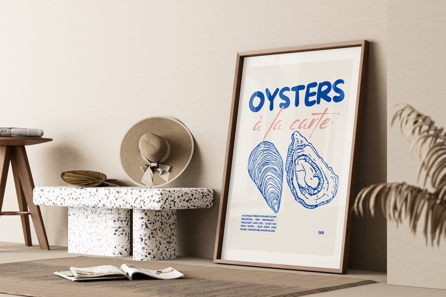 Chic Oyster Illustration Print - Coastal Kitchen Art