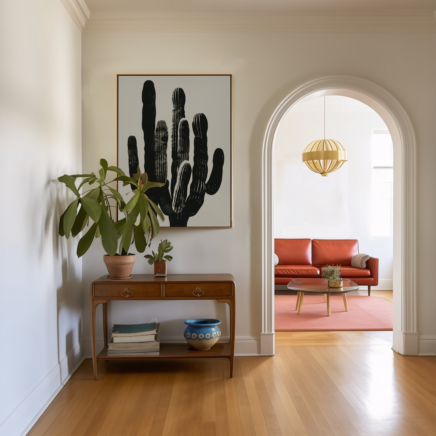 Modern Cactus Art Print - Black and White Minimalist Cacti