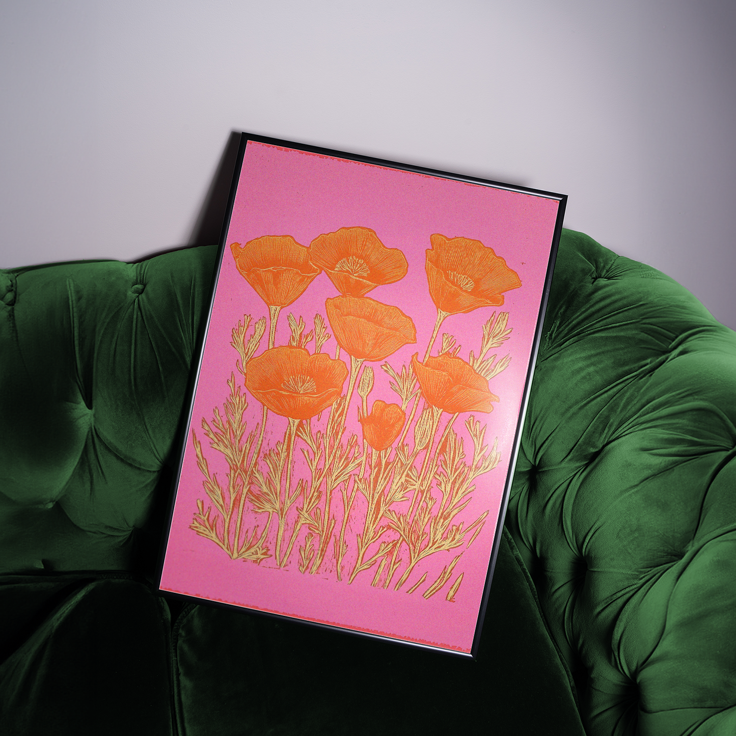 Bold Pink and Orange Poppies - Vibrant Modern Botanical