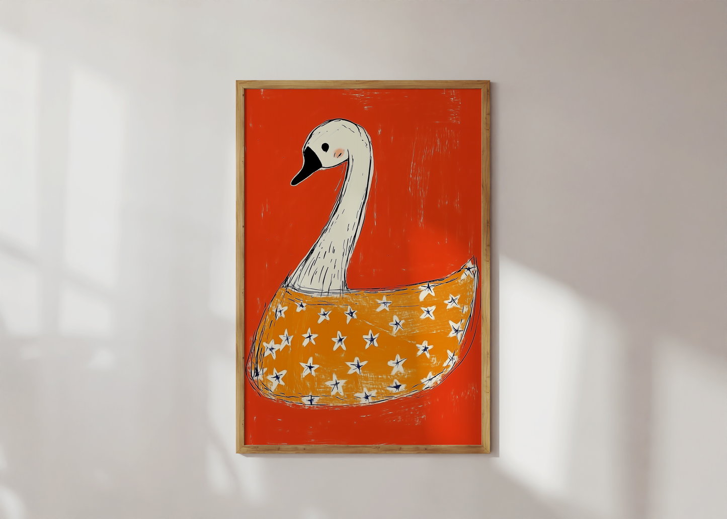 Silly Goose Nursery Print - Swan with Stars