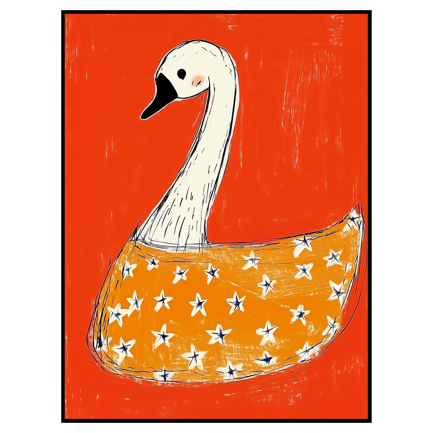Silly Goose Nursery Print - Swan with Stars