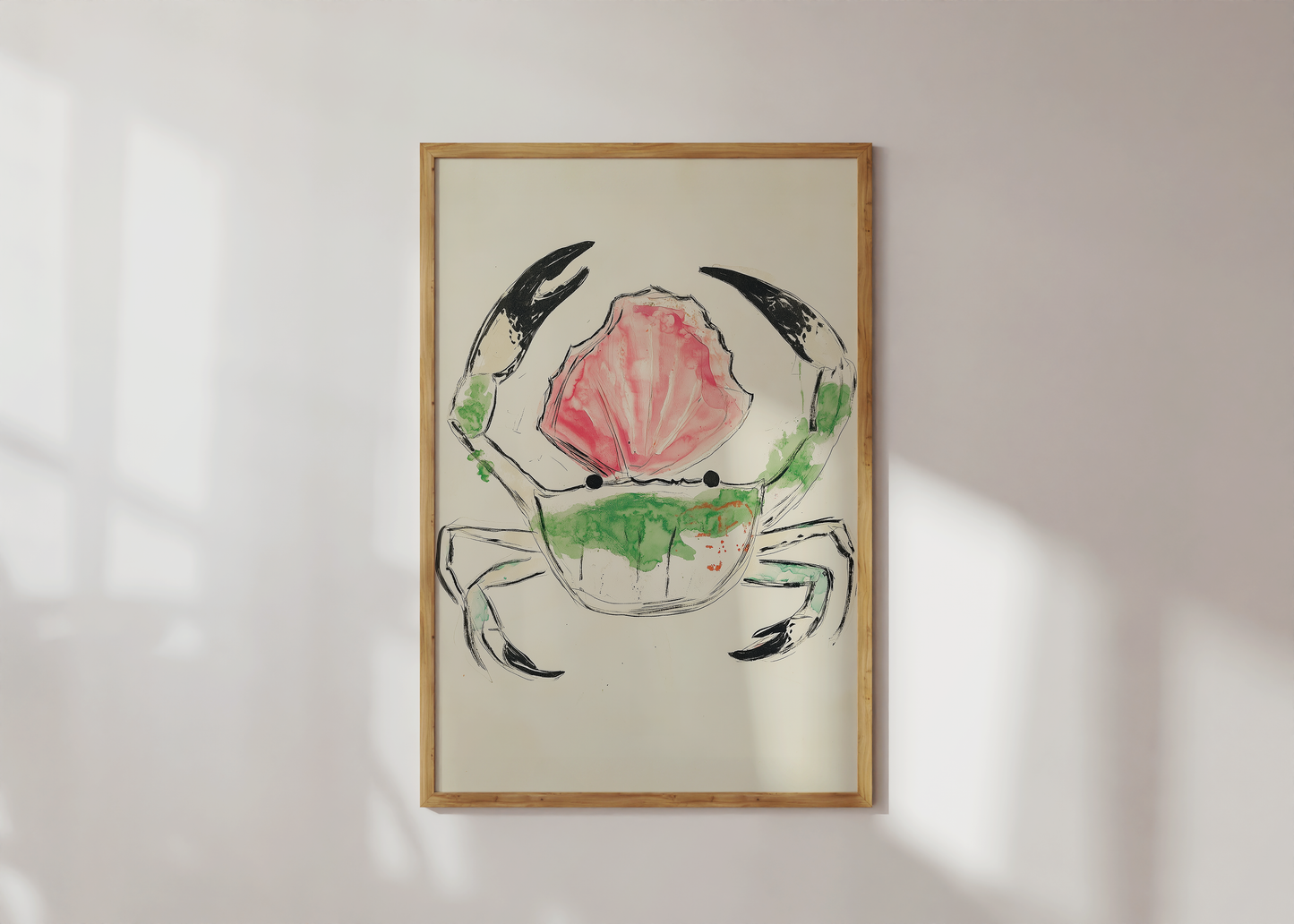 Coastal Crab Watercolor Art Print - Modern Beach House