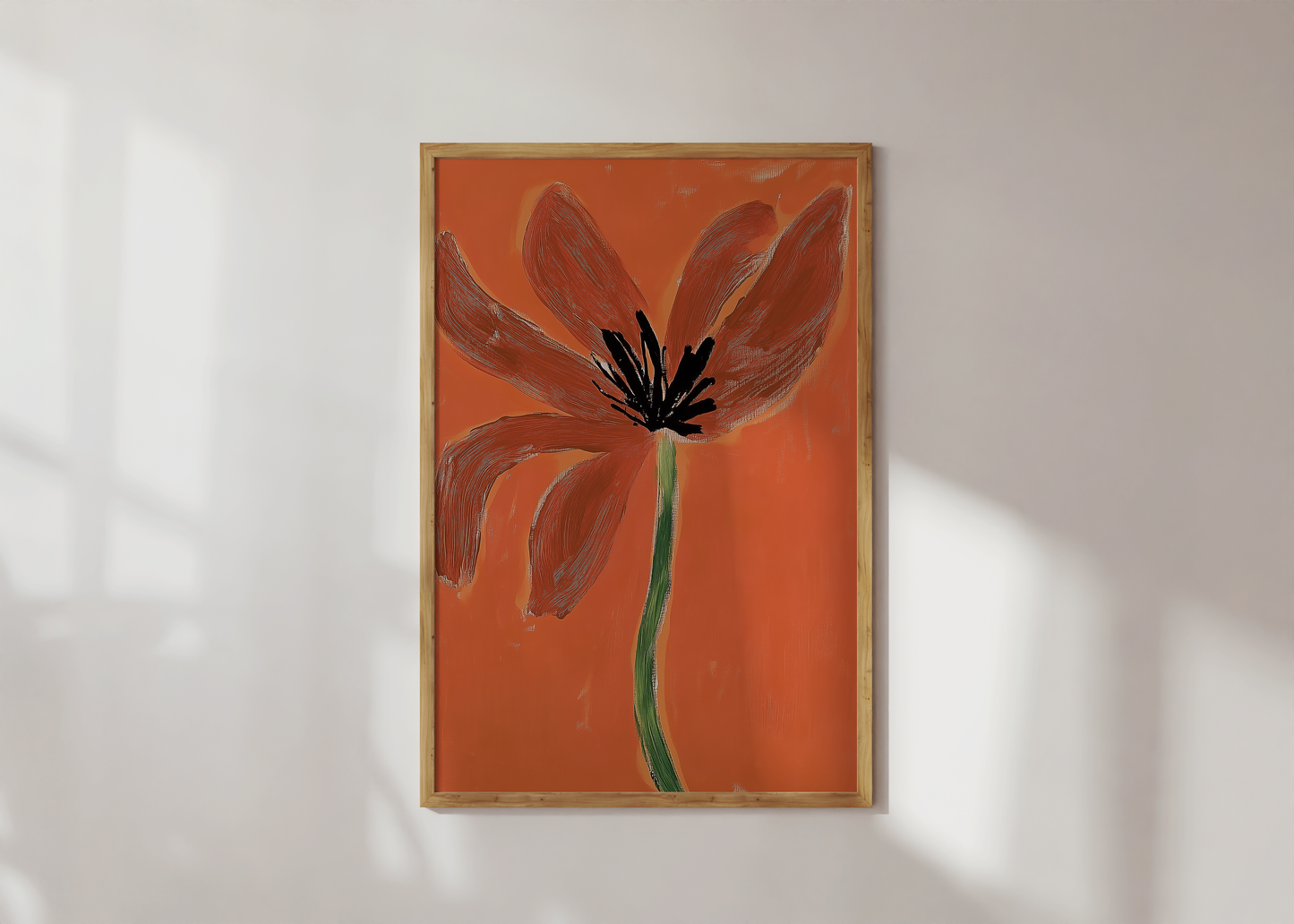 Bright Orange Mocha Flower Print