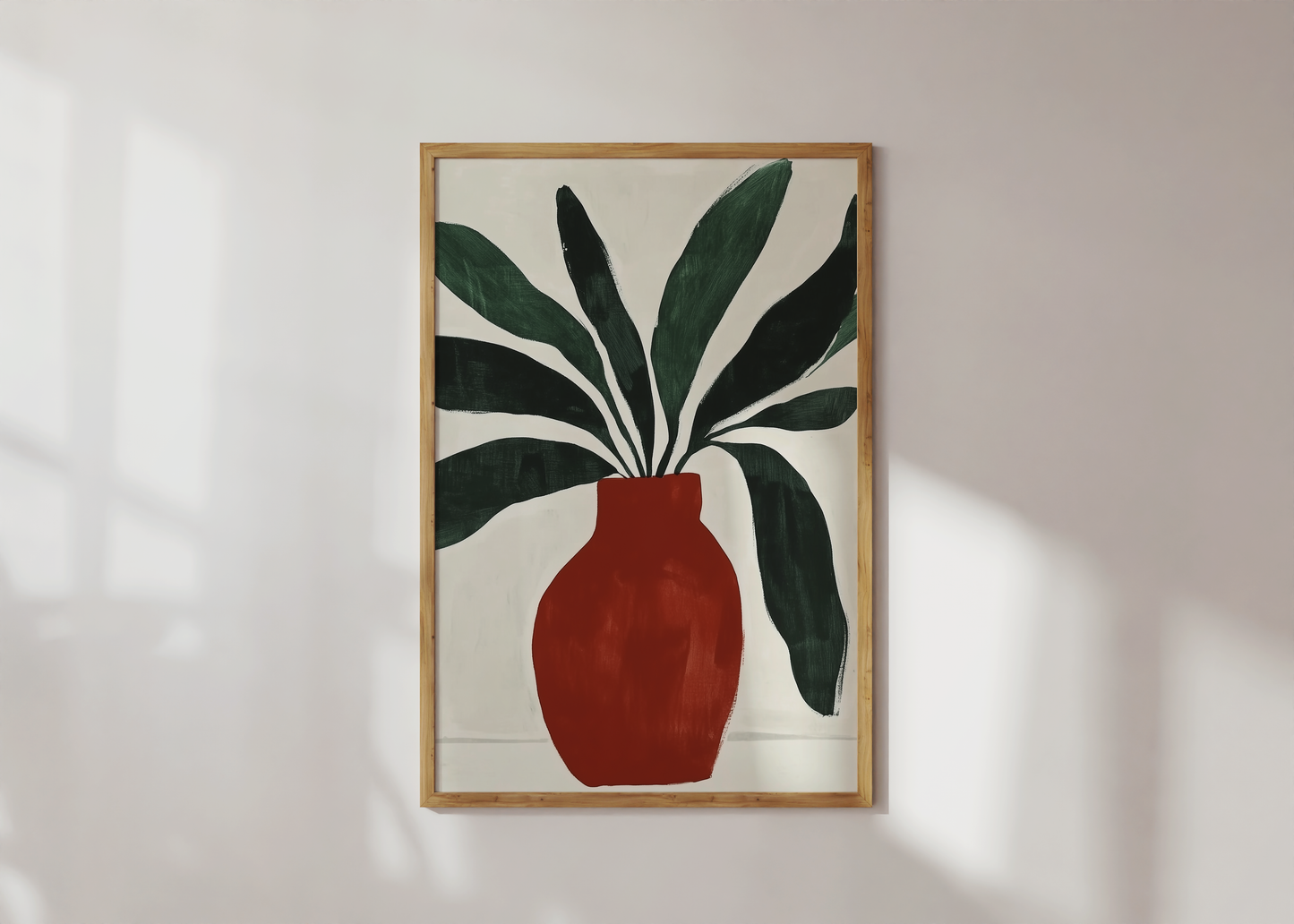 Modern Plant in Bold Red Vase