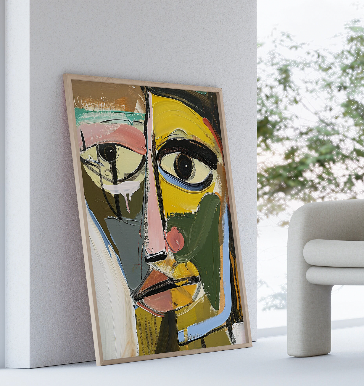 Abstract Cubist Face Art Print