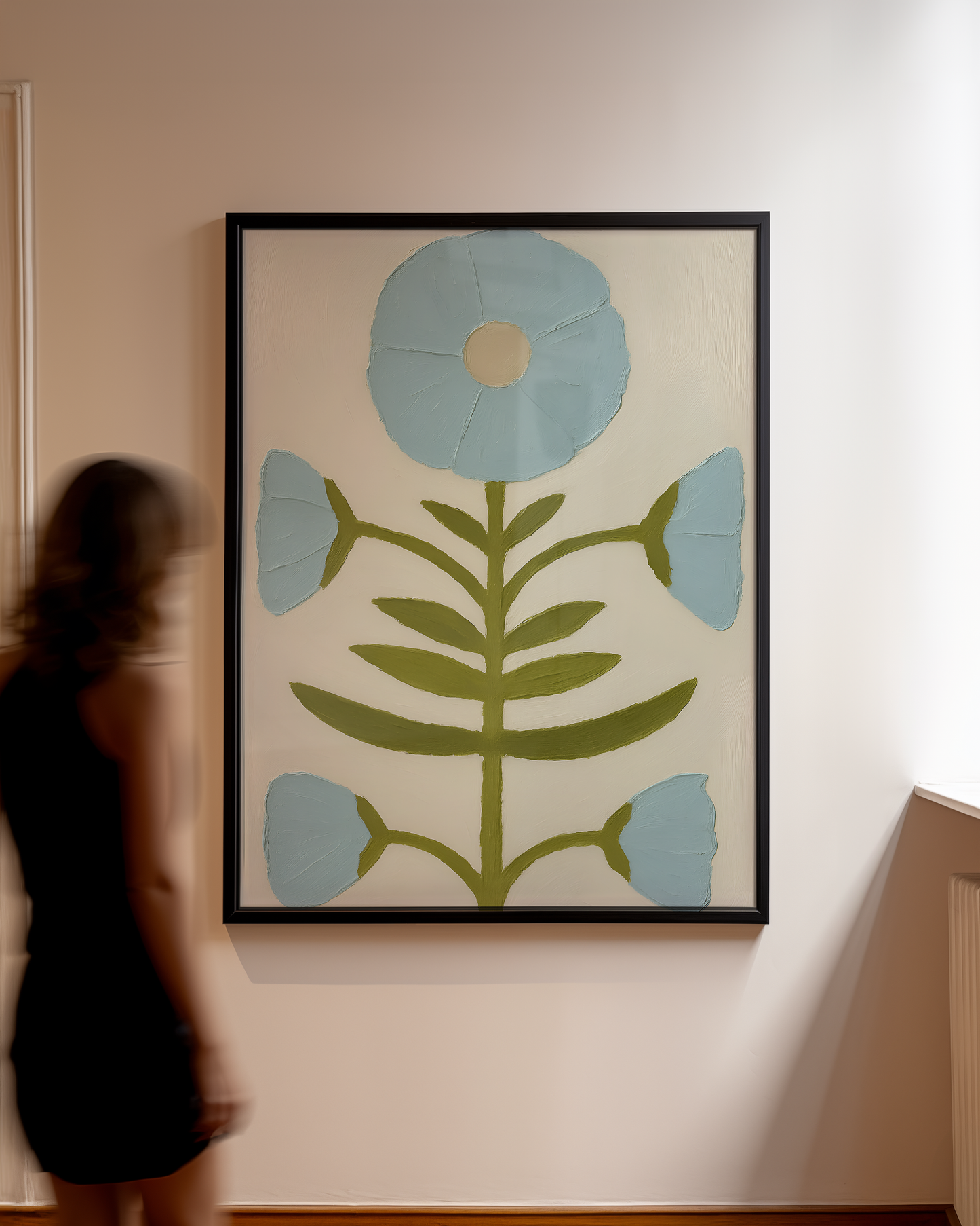 Scandi Blue Floral Art Print