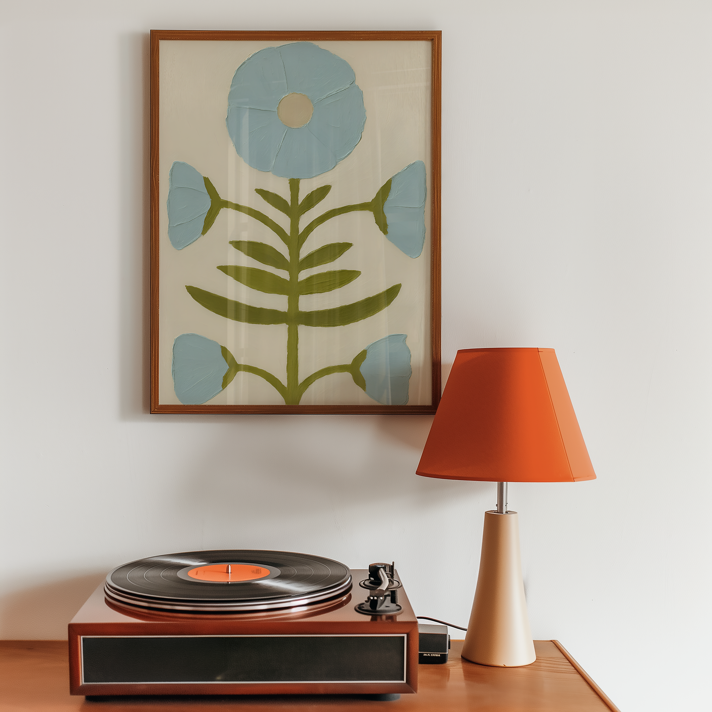 Scandi Blue Floral Art Print