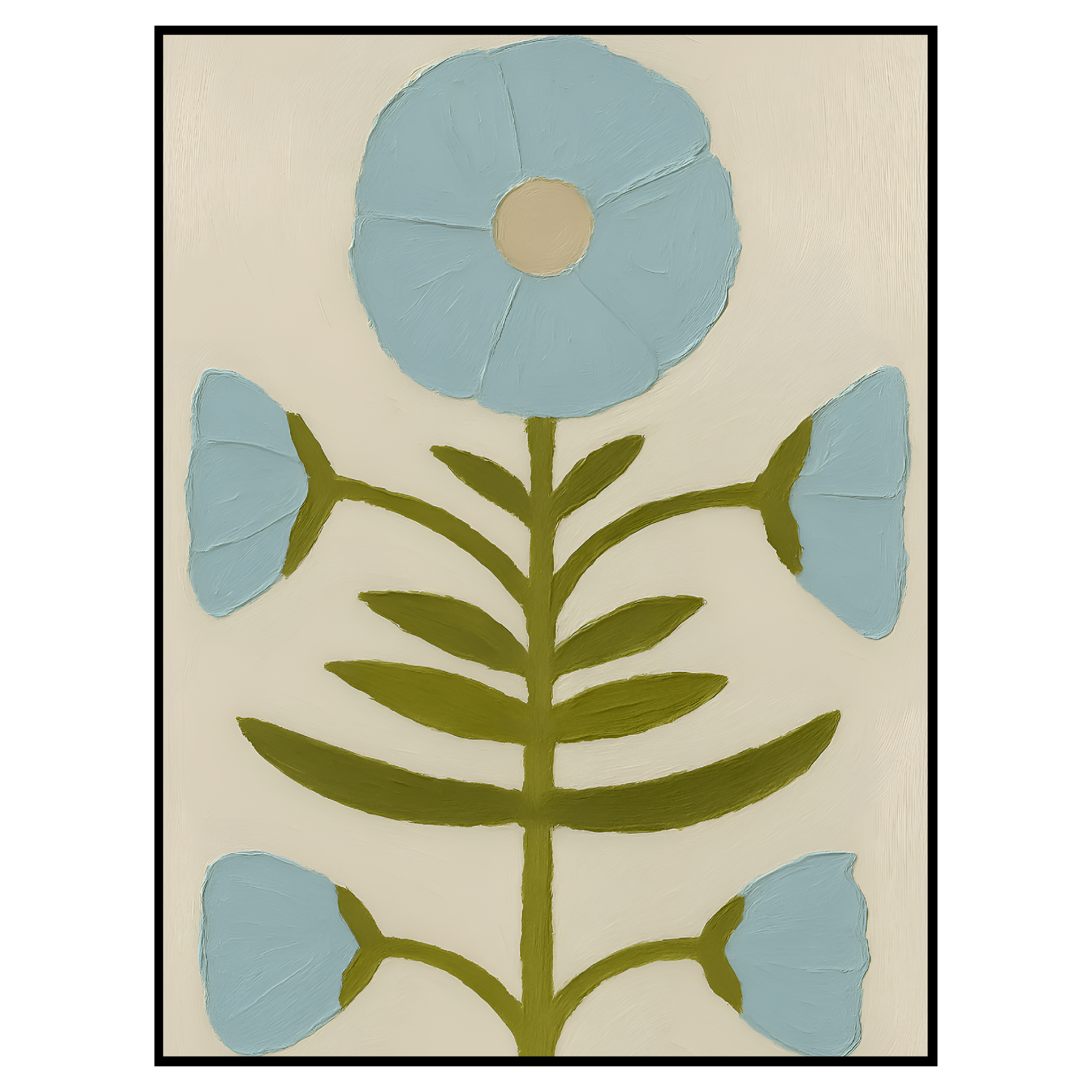 Scandi Blue Floral Art Print