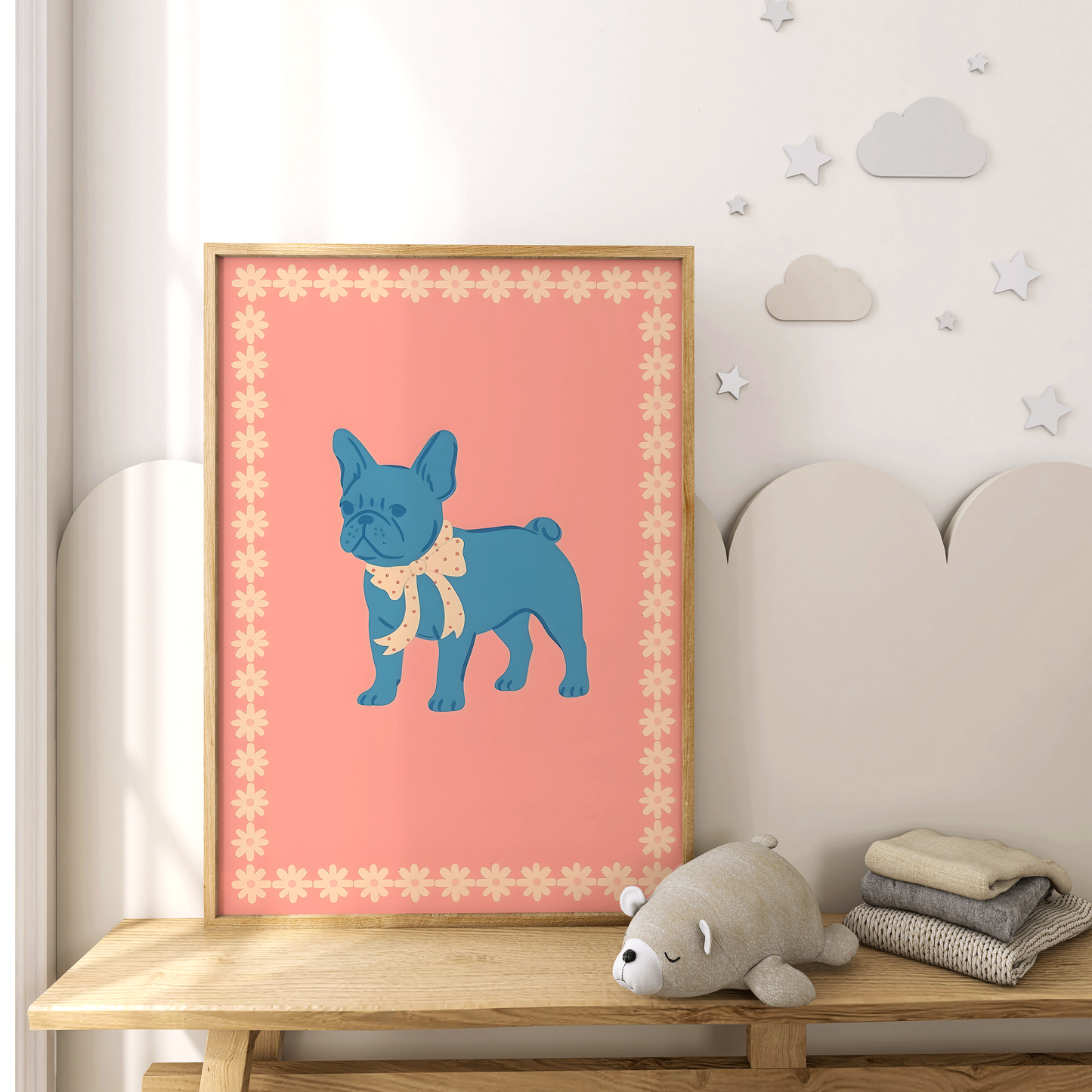 Blue Frenchie Dog Print