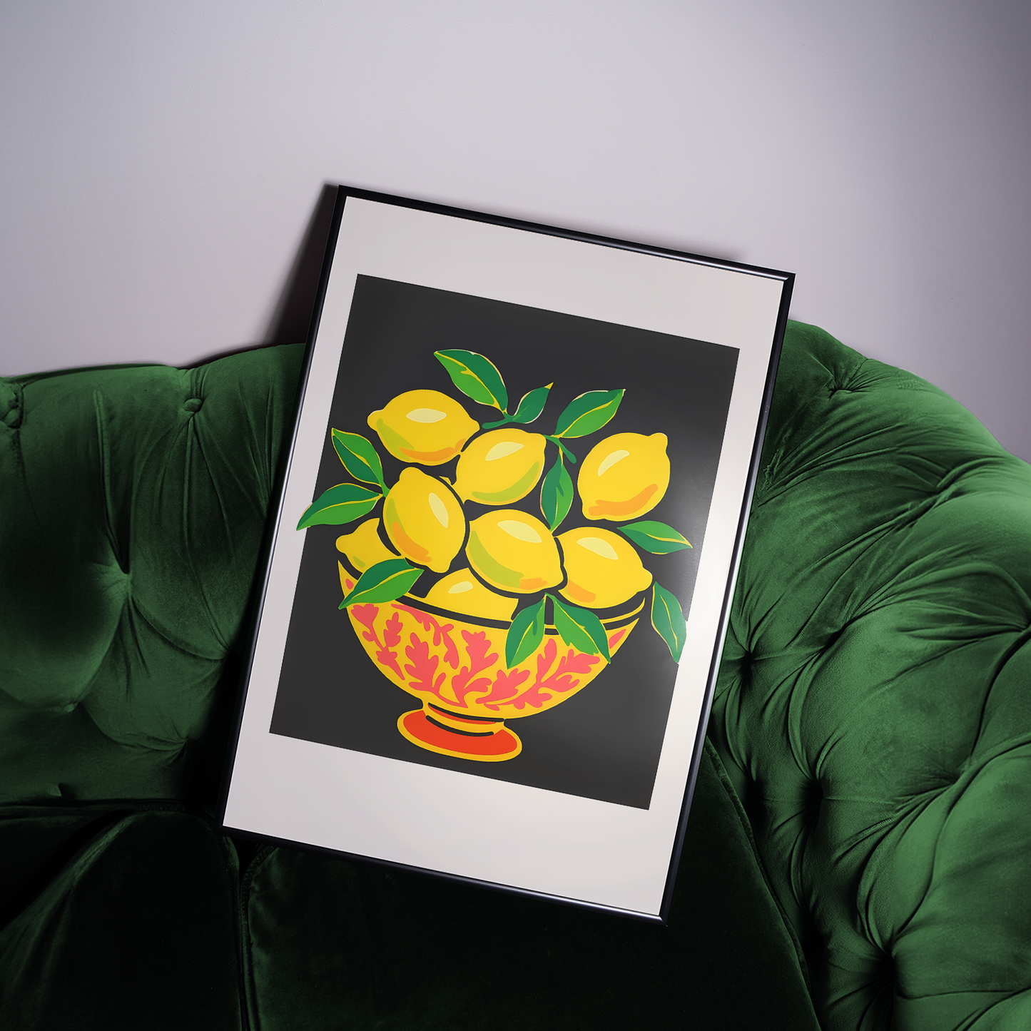 Bold Lemon Bowl Kitchen Art Print