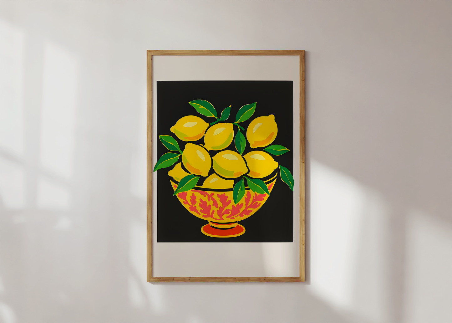 Bold Lemon Bowl Kitchen Art Print
