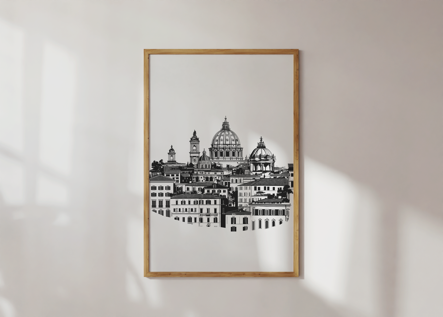 Rome Skyline Print - Minimalist Black and White Art