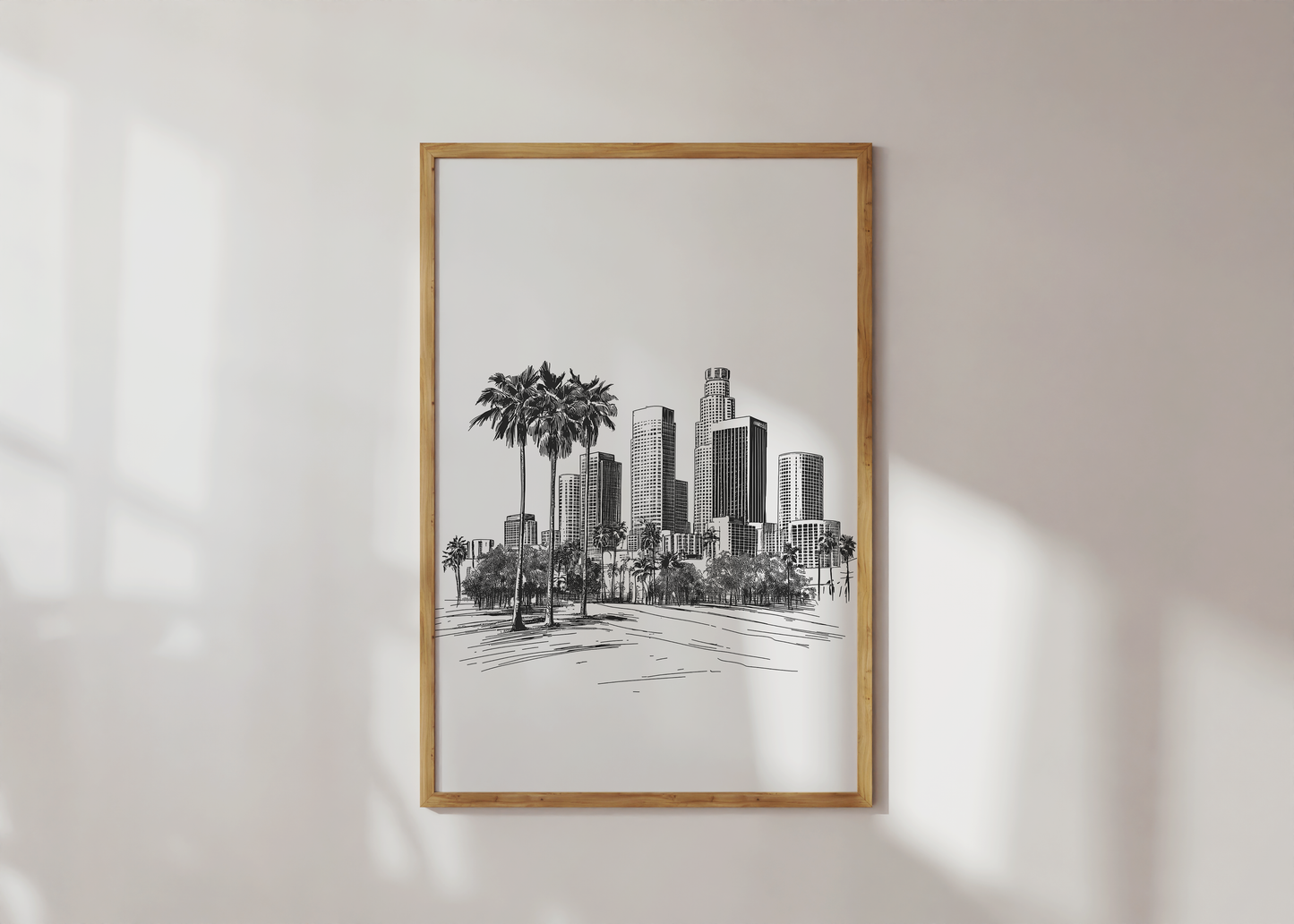 Los Angeles Skyline Print - Minimalist Black and White Cityscape