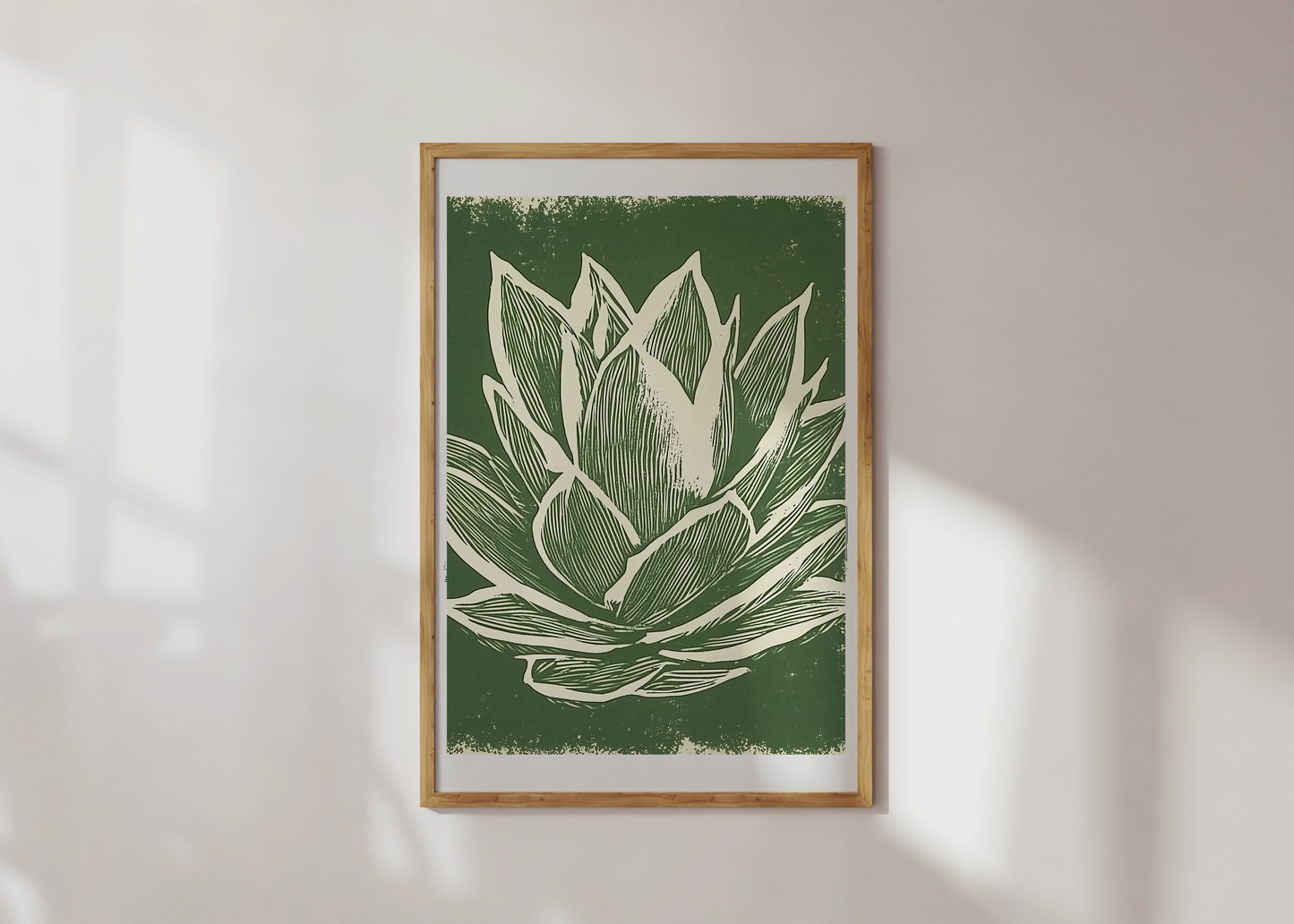 Agave Plant Linocut Print - Minimalist Botanical Wall Art