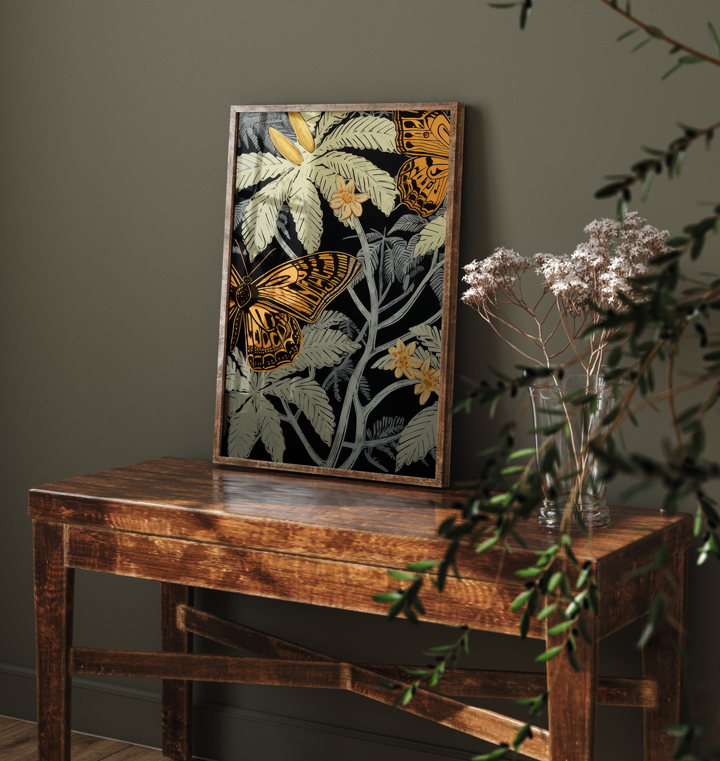 Botanical Butterfly Linocut Art Print - Nature-Inspired Illustration