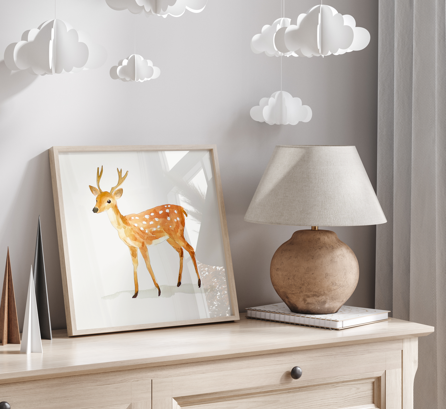 Adorable Watercolor Deer Print - Woodland Nursery