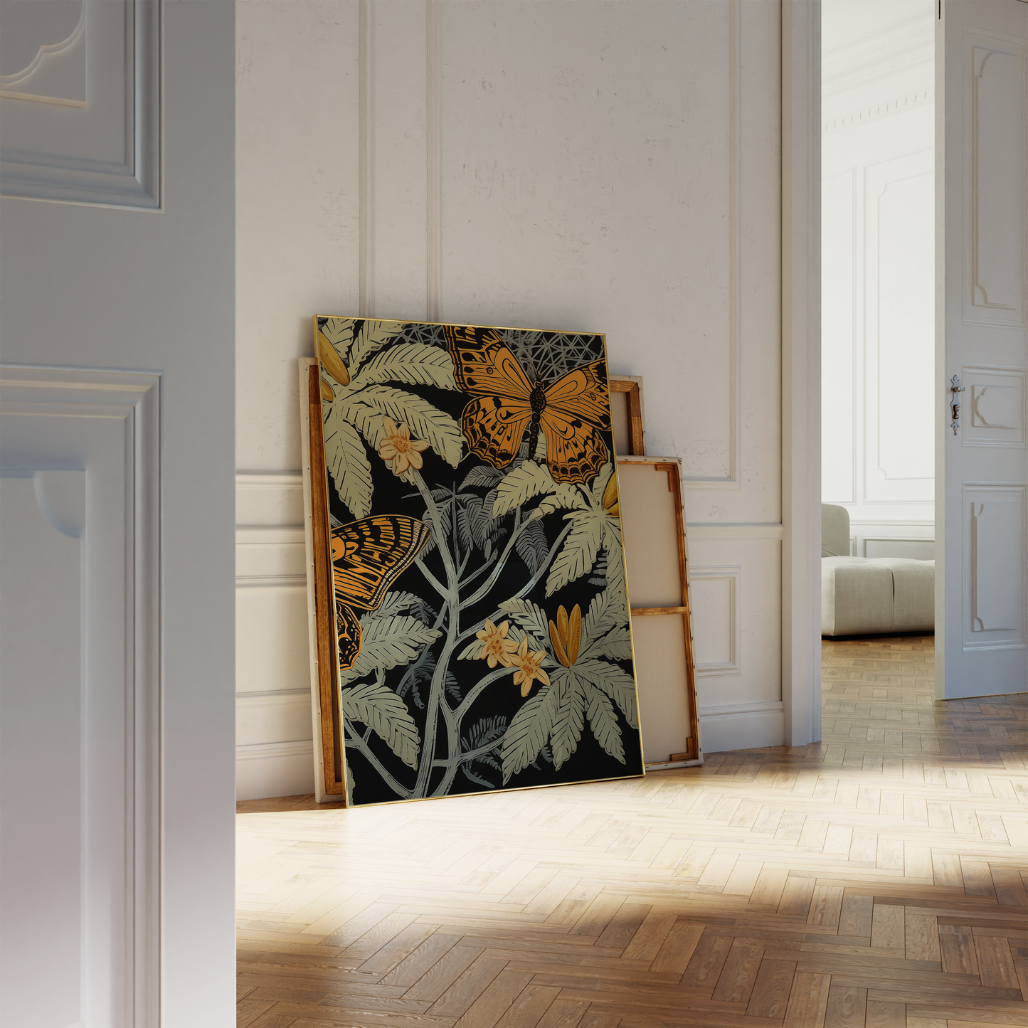 Botanical Butterfly Linocut Art Print - Nature-Inspired Illustration