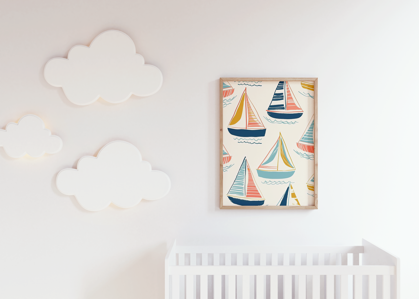 Sailboat Nursery Art Print - Nautical Kids Room Decor