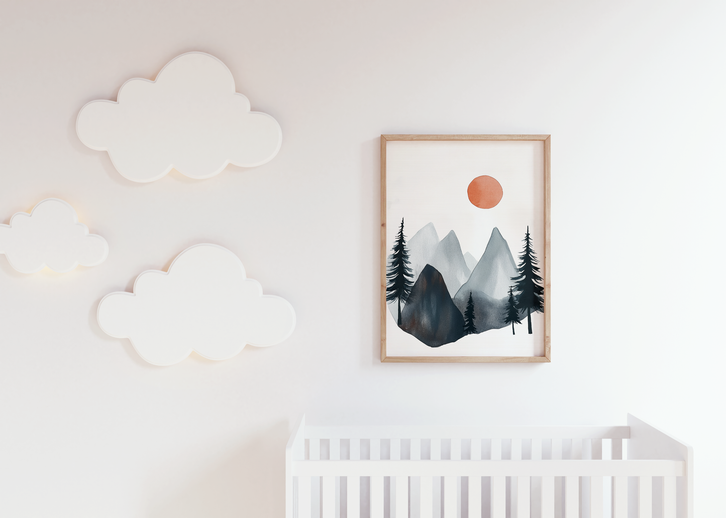 Mountain Nursery Art Print - Minimalist Watercolor