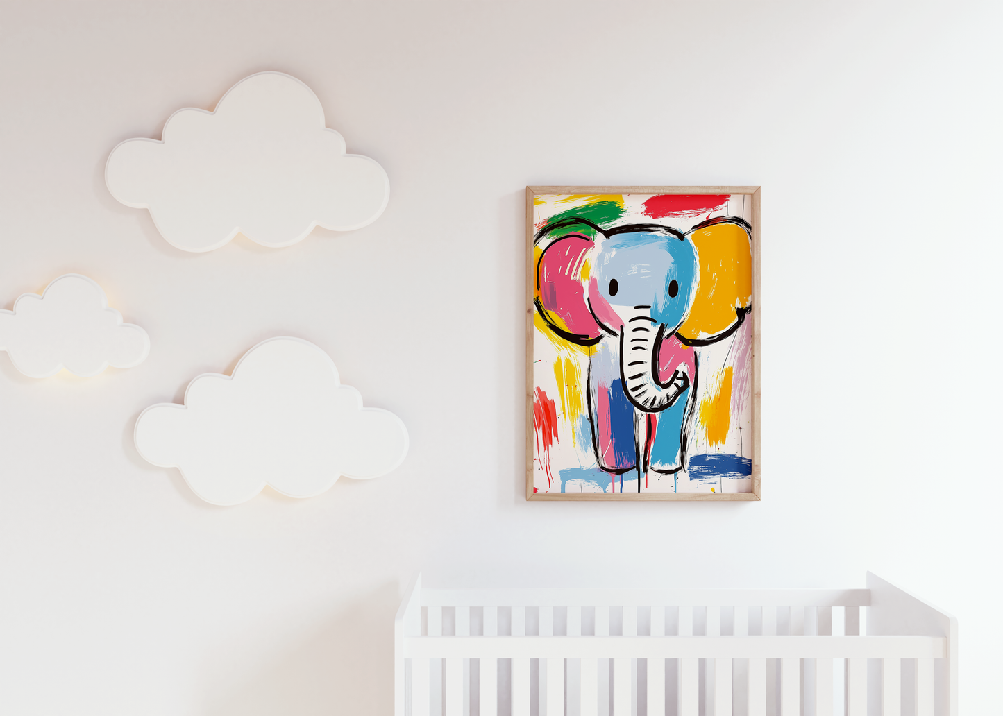 Colorful Abstract Elephant Art - Modern Nursery Decor