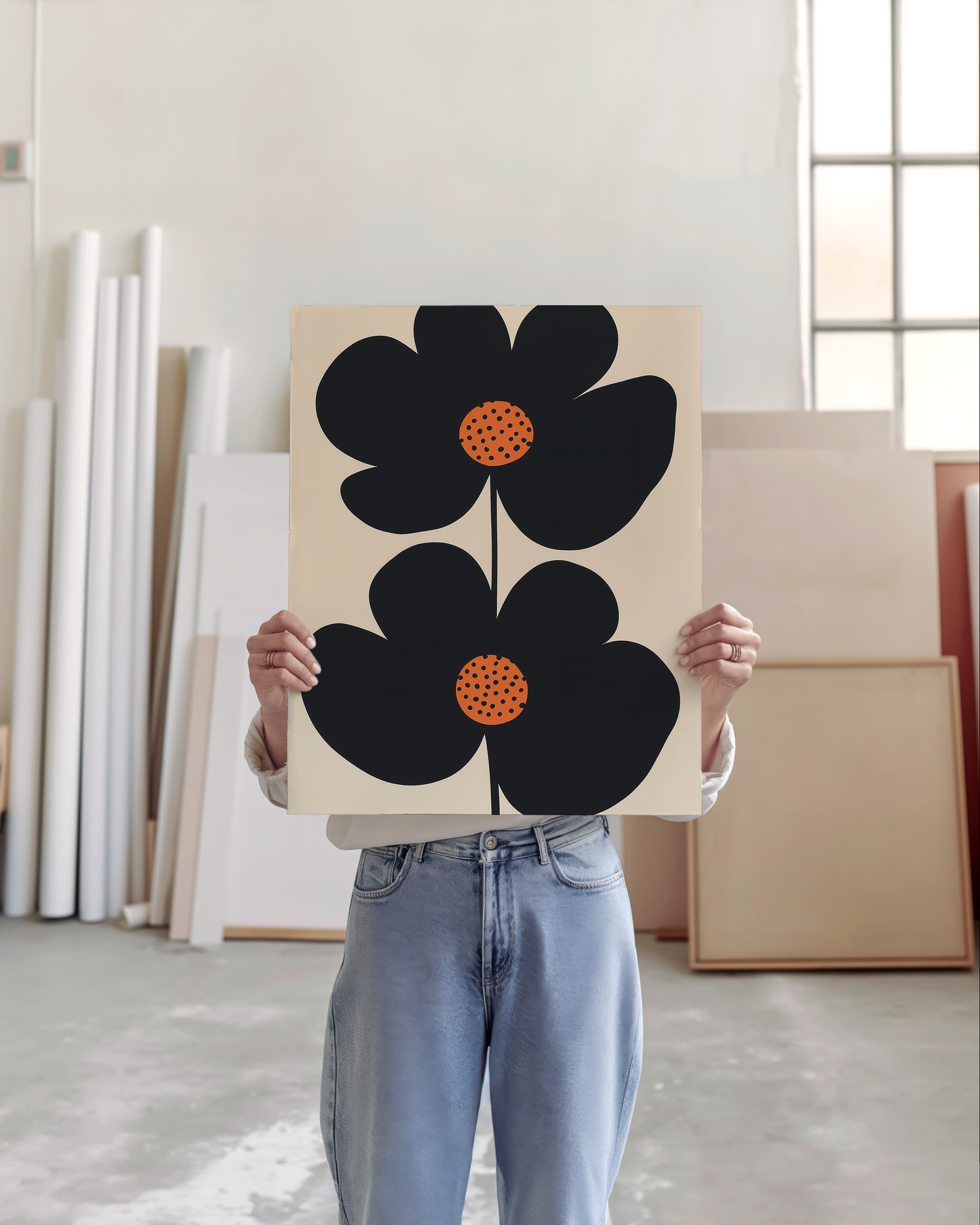 Bold Minimalist Poppy Art Print - Modern Floral Wall Art