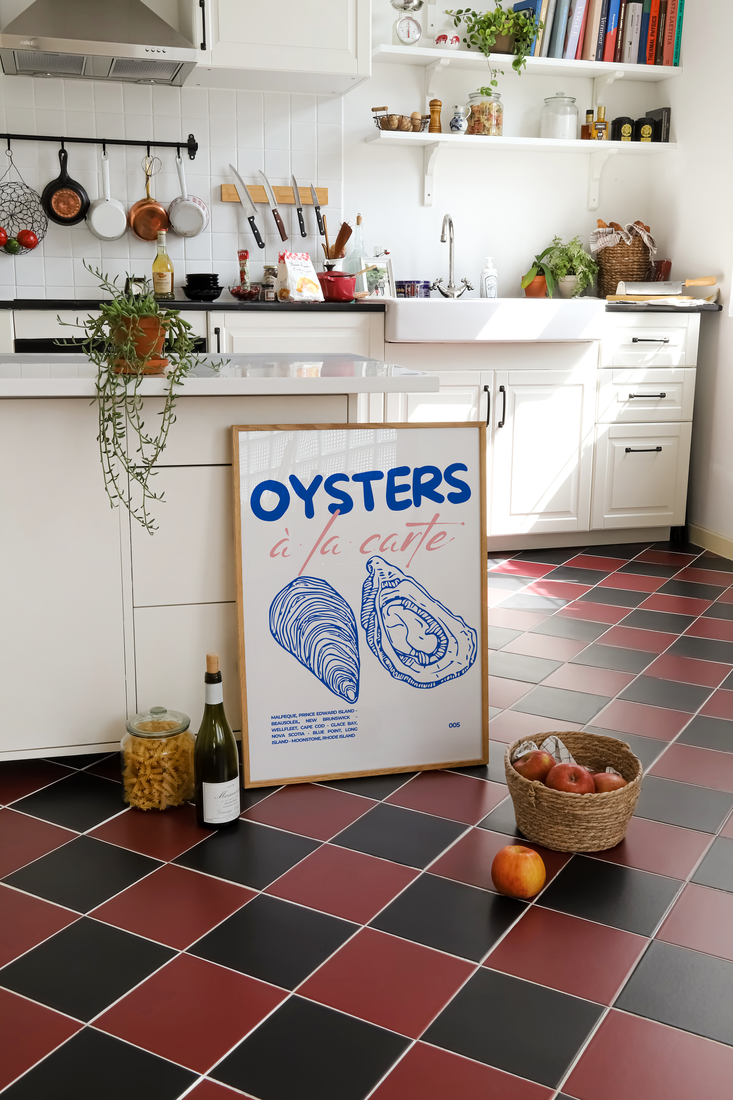 Chic Oyster Illustration Print - Coastal Kitchen Art