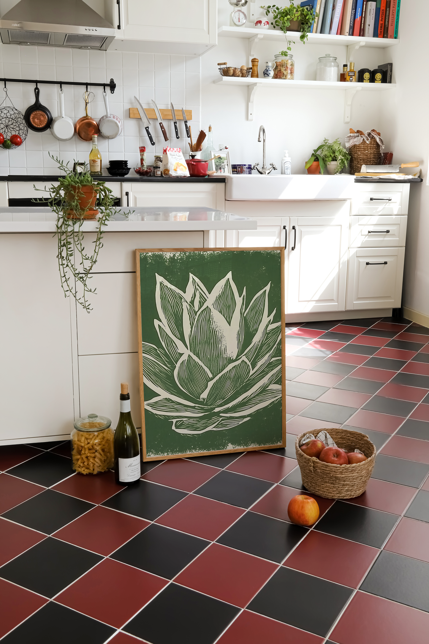 Agave Plant Linocut Print - Minimalist Botanical Wall Art