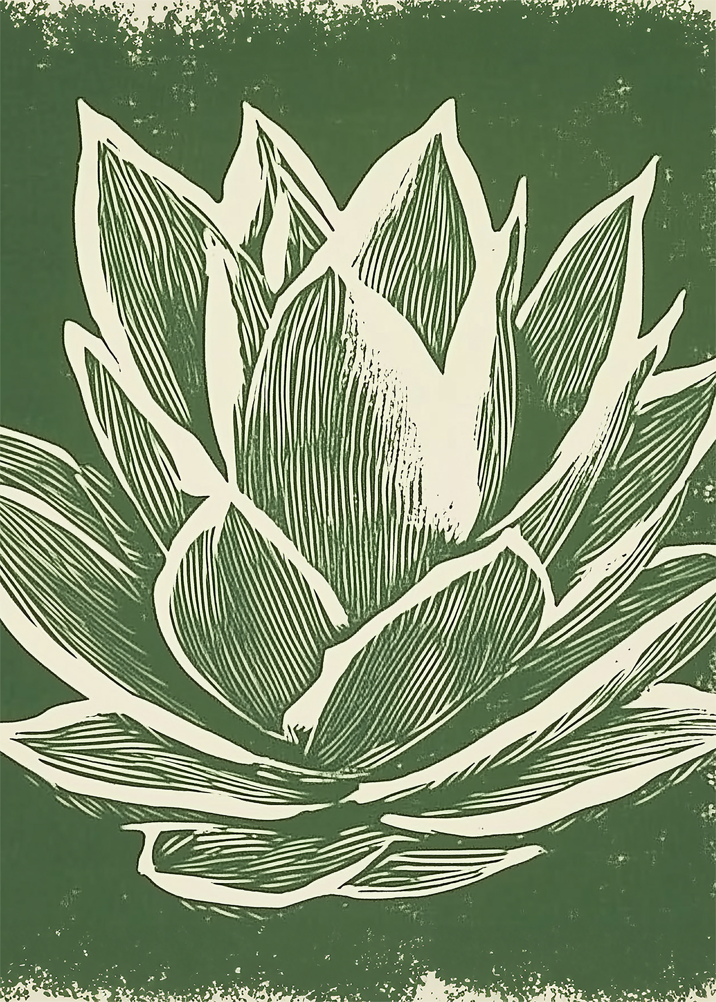 Agave Plant Linocut Print - Minimalist Botanical Wall Art