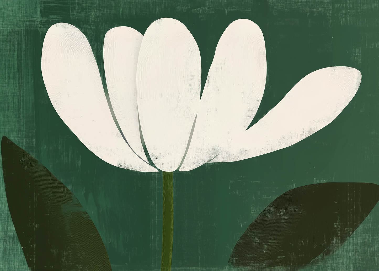 Mid-Century Modern Green Flower Wall Art
