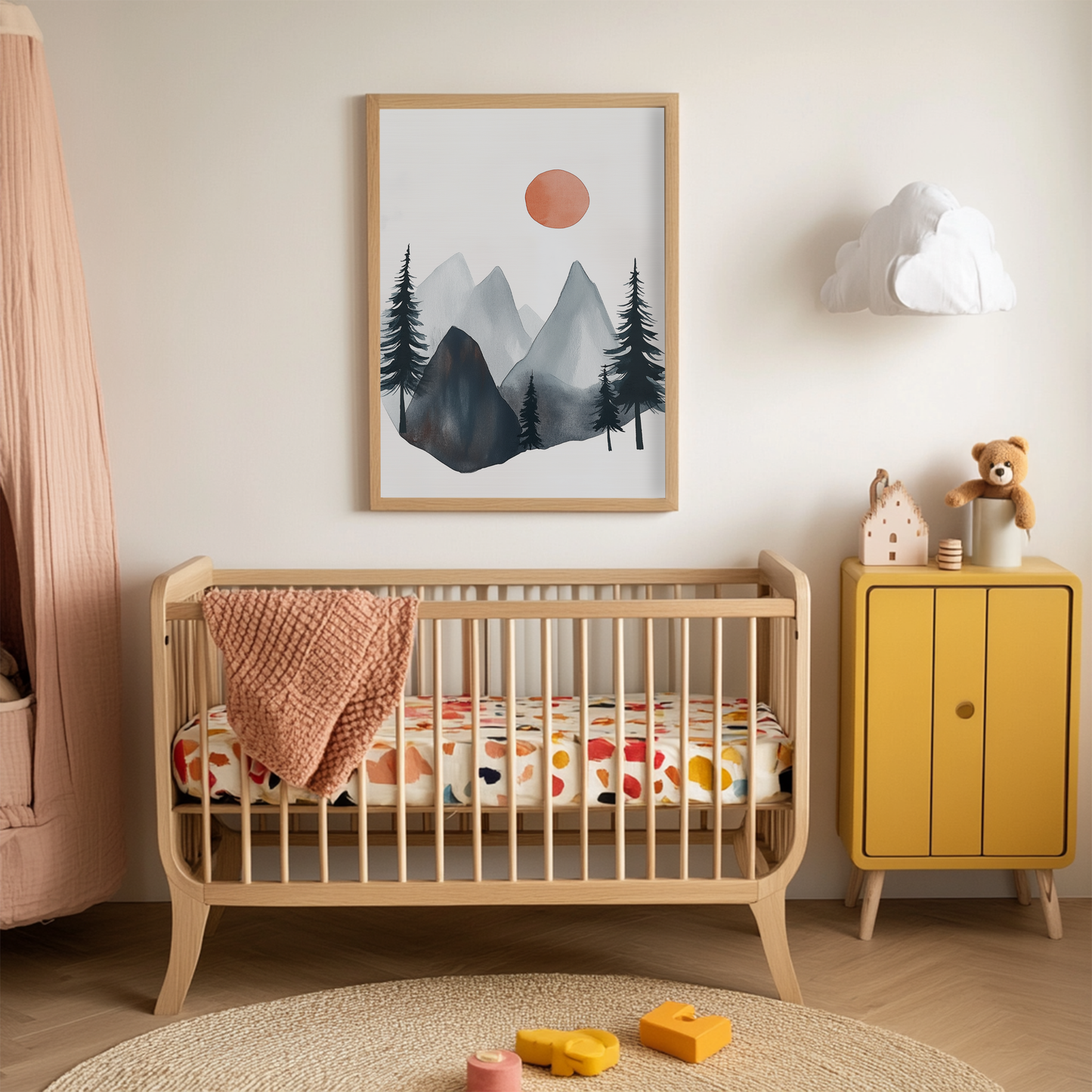 Mountain Nursery Art Print - Minimalist Watercolor