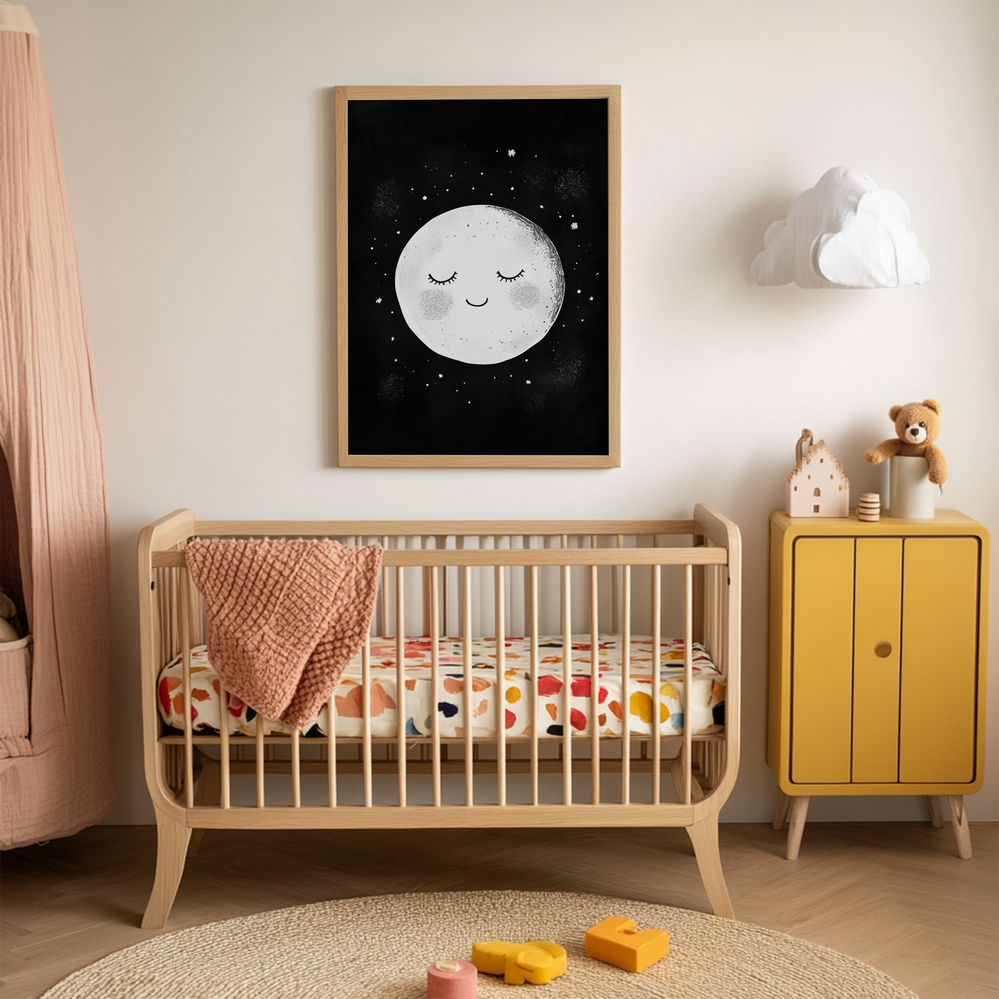 Adorable Moon Art Print - Modern Nursery Wall Art