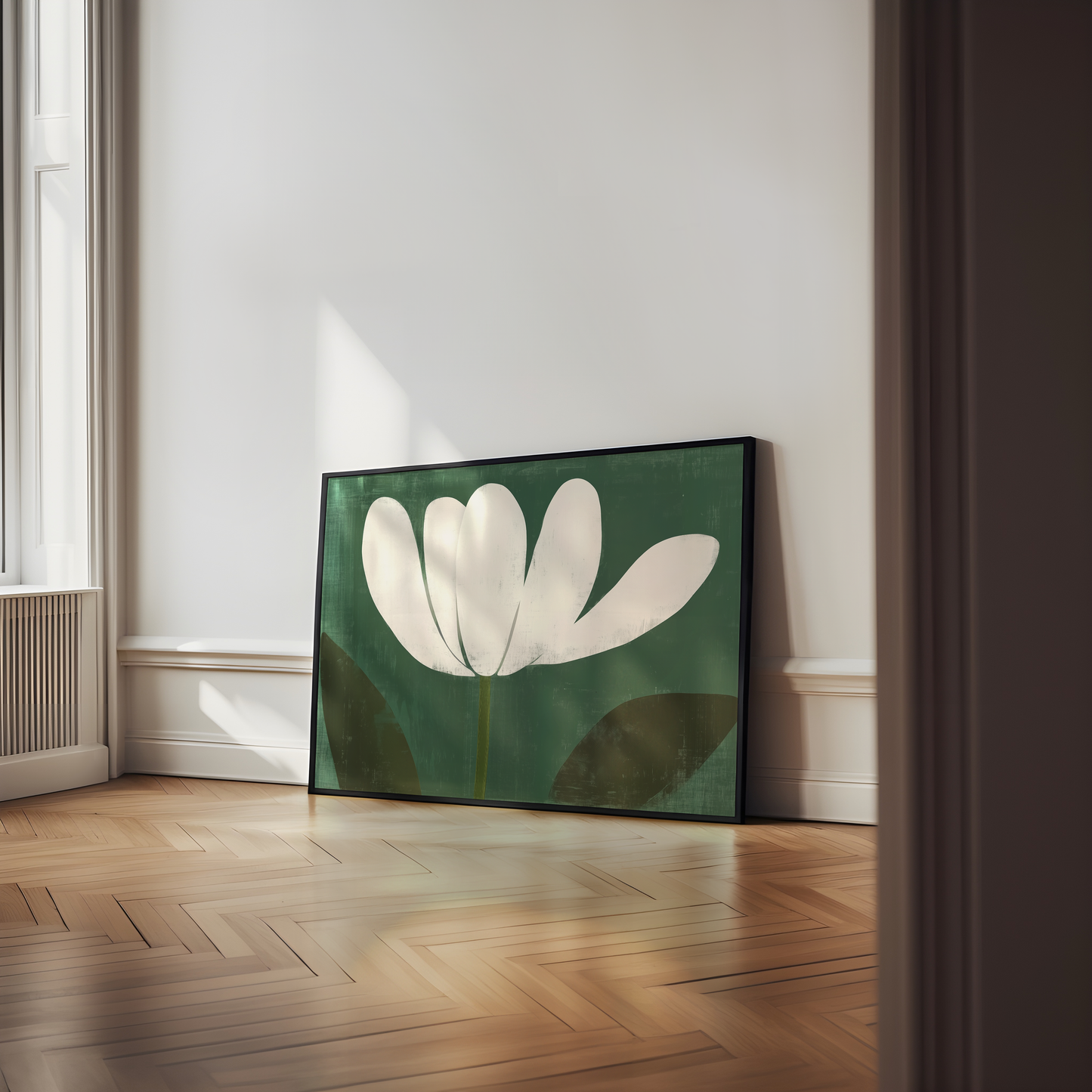 Mid-Century Modern Green Flower Wall Art