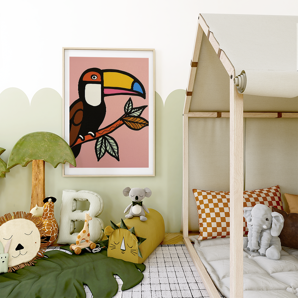 Colorful Toucan Bird Art Print - Jungle Nursery Wall Decor