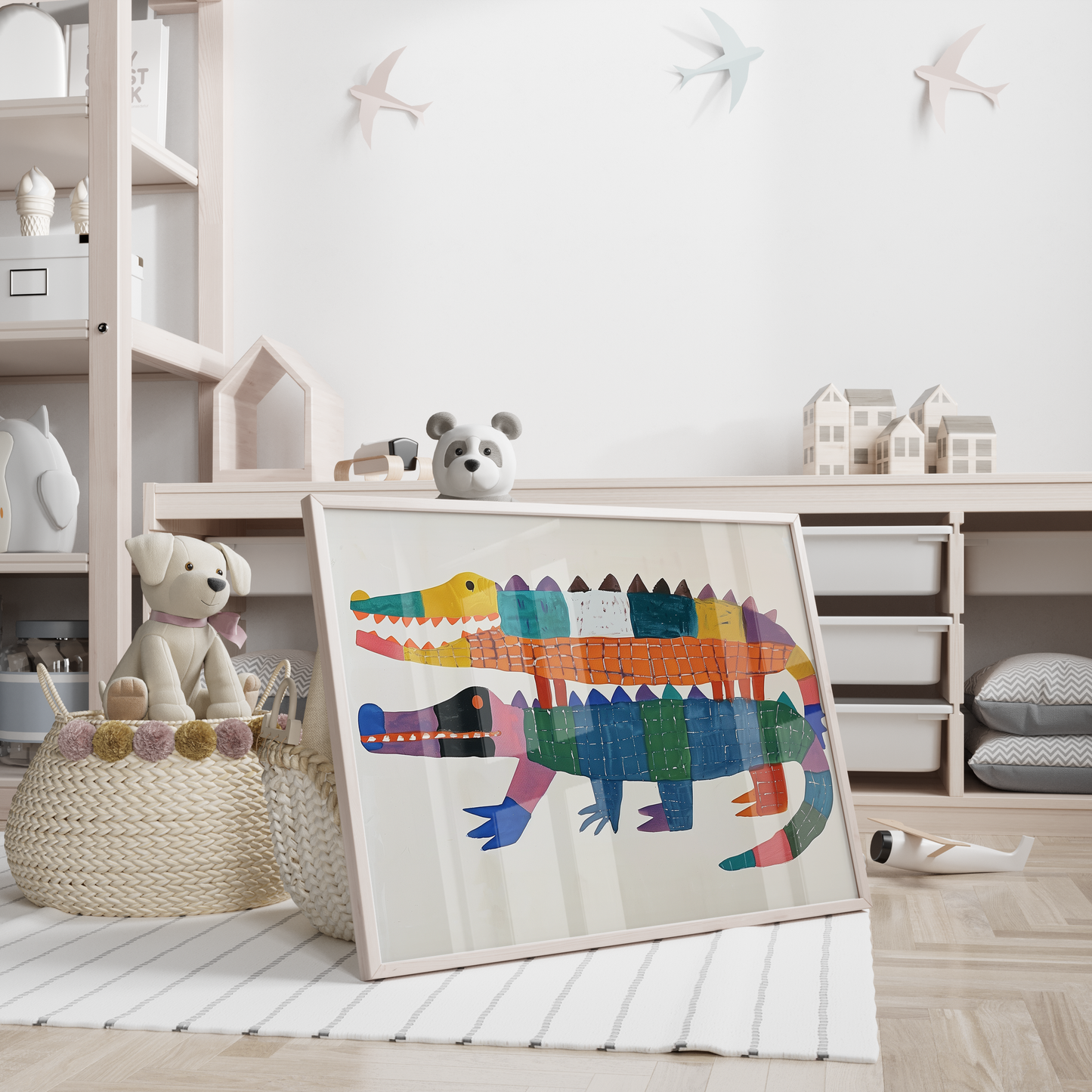 Whimsical Colorful Crocodile Art Print - Colorful Jungle Nursery