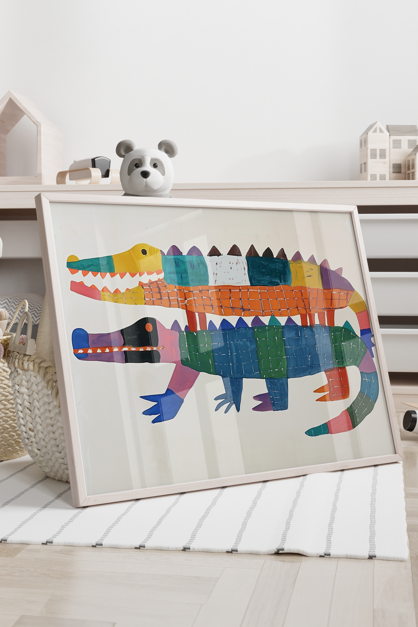 Whimsical Colorful Crocodile Art Print - Colorful Jungle Nursery