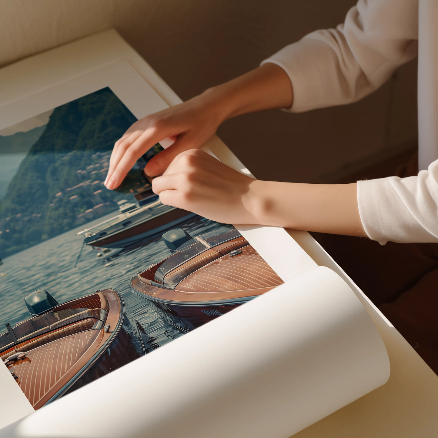 Classic Wooden Speedboats Print - Lakehouse Decor